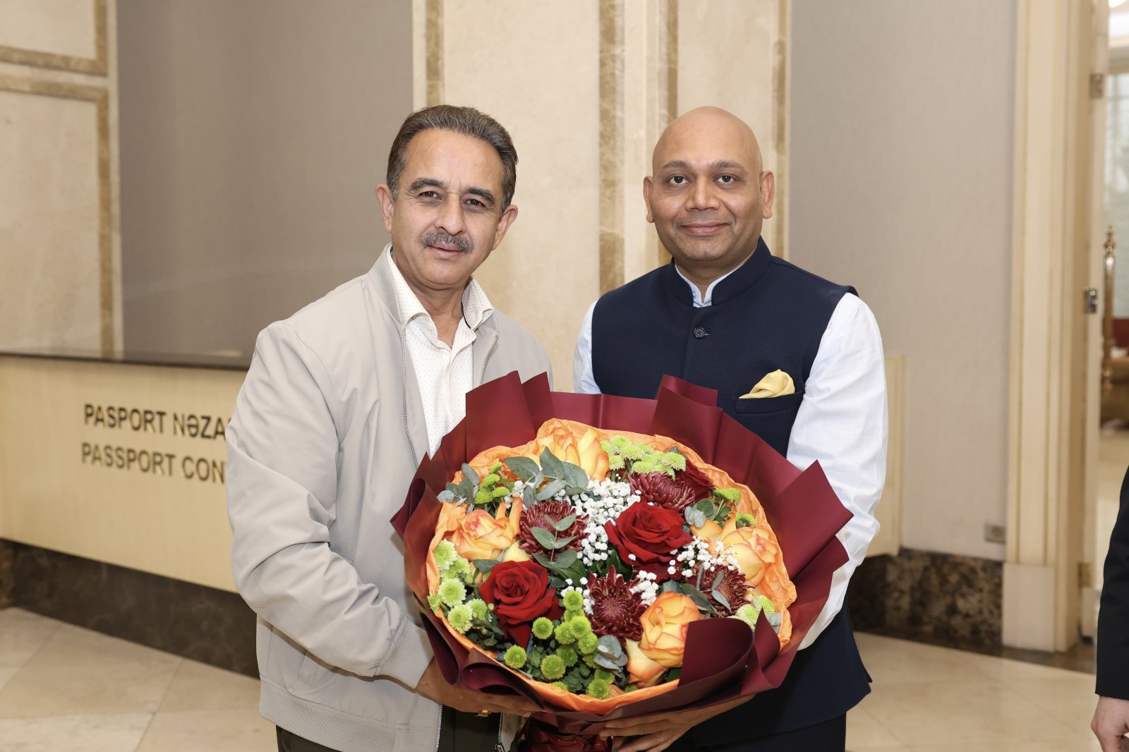 Shri Kirti Vardhan Singh, Honble MoS for External Affairs is received by Ambassador Abhay Kumar upon arrival in Baku for particiaption in the 7th CICA Summit 14.10.2026
