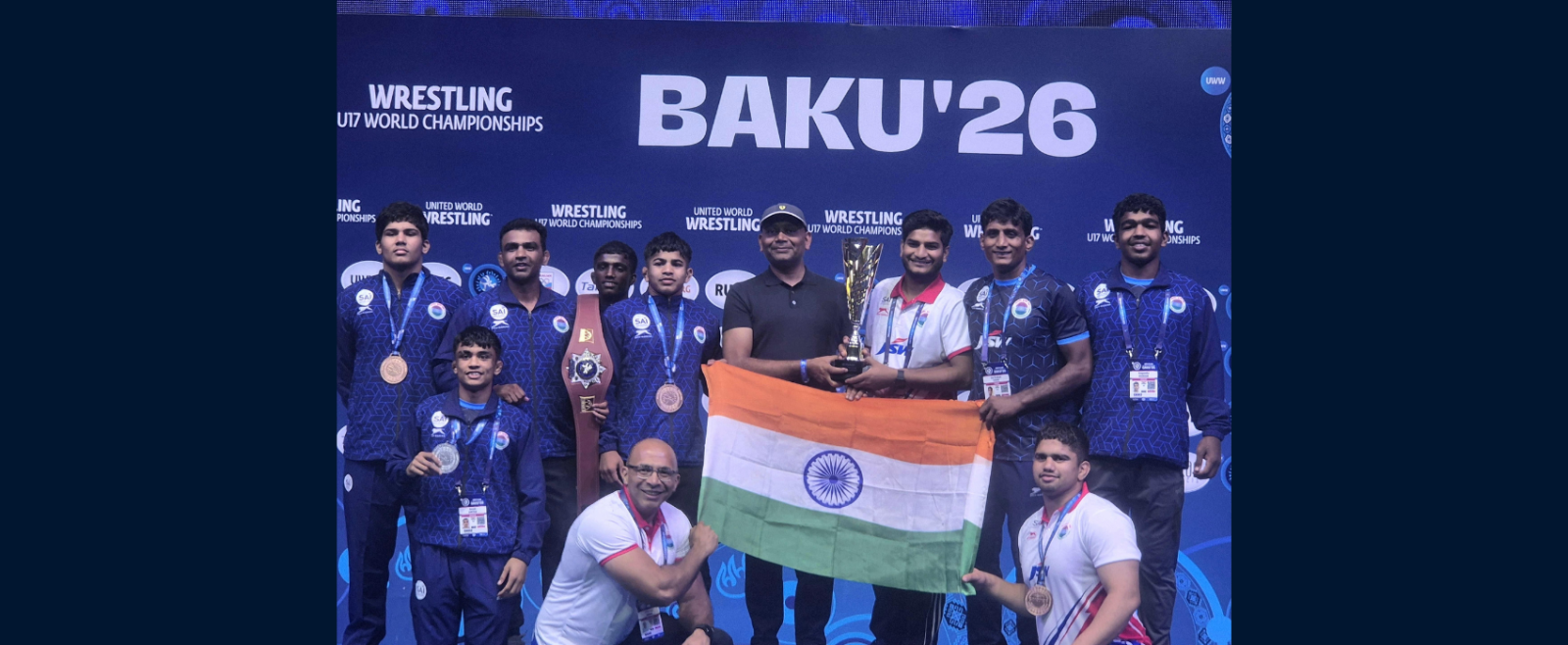Ambassadors interaction with victorious contingent of Indian wrestlers at the U-17 World Wrestling Championships in Baku