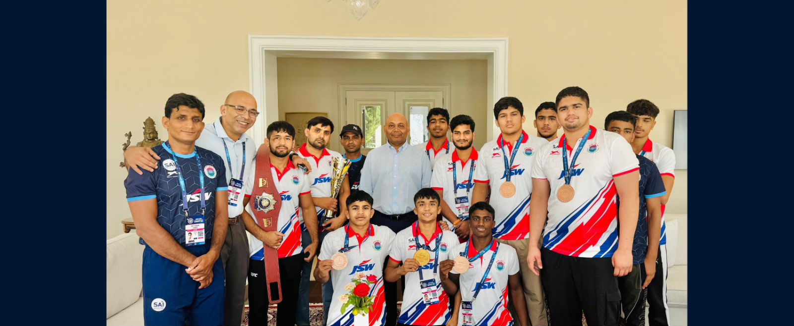 Ambassador hosts vitorious contingent of Indian Wrestlers from the U-17 World Wrestling Championships for lunch at India House