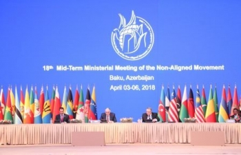 Honble EAM attends the NAM-Ministerial Meeting in Baku (05 Apr 2018)