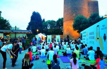 Towards ongoing celebration of 5th International Day of Yoga, 2019, Embassy of India organized a Yoga Session at Maiden Tower, Icherisheher, Baku on 10 June 2019.