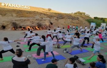 "Yoga at Land of Fire - Yanardag"  Embassy of India, Baku in association with Yanardag State Historical, Cultural and Natural Reserve and Yoga Shahi Studio organized a Yoga Session at Yanardag.