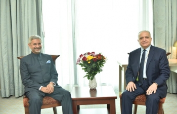 Minister of External Affairs meets the Minister of Foreign Affairs of Iraq, Mr. Mohammed Ali Alhakim, on the sidelines of the NAM Ministerial Meeting in Baku preceding the 18th NAM Summit.