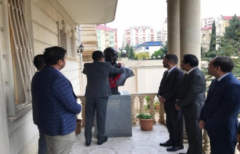 Embassy of India in Baku celebrates Constitution Day by garlanding the bust of Dr. B.R. Ambedkar in the Embassy premise.