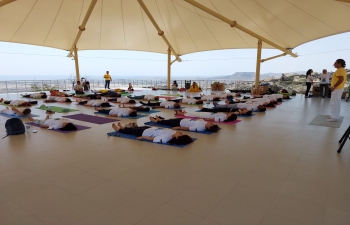 As part of IDY 2022 celebrations in Azerbaijan, Embassy of India, Baku organized a YOGA session at Gobustan, Baku on 05 June 2022, 4th of its 12 planned IDY 2022 events.