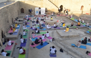  As part of IDY 2022 celebrations in Azerbaijan, the Embassy of India, Baku, organized a YOGA session at the Ateshgah Temple State Historical-Architectural Reserve on 08 June, 2022, 6th of its 12 planned IDY events.