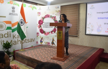 As part of a one-week event on International Women's Day, the Embassy of India, Baku held an inaugural event on 01.03.2023 at the Embassy. Prominent speakers shared their view on empowerment of women and importance of women in shaping the family and the country. About 50 people attended the event.
